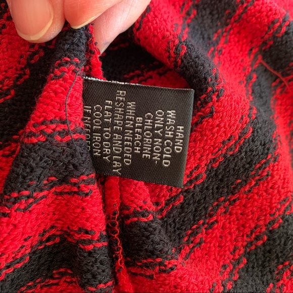 INTRO. Turtleneck Tunic Sweater Red & Black Striped NEW XLarge - Picture 13 of 15